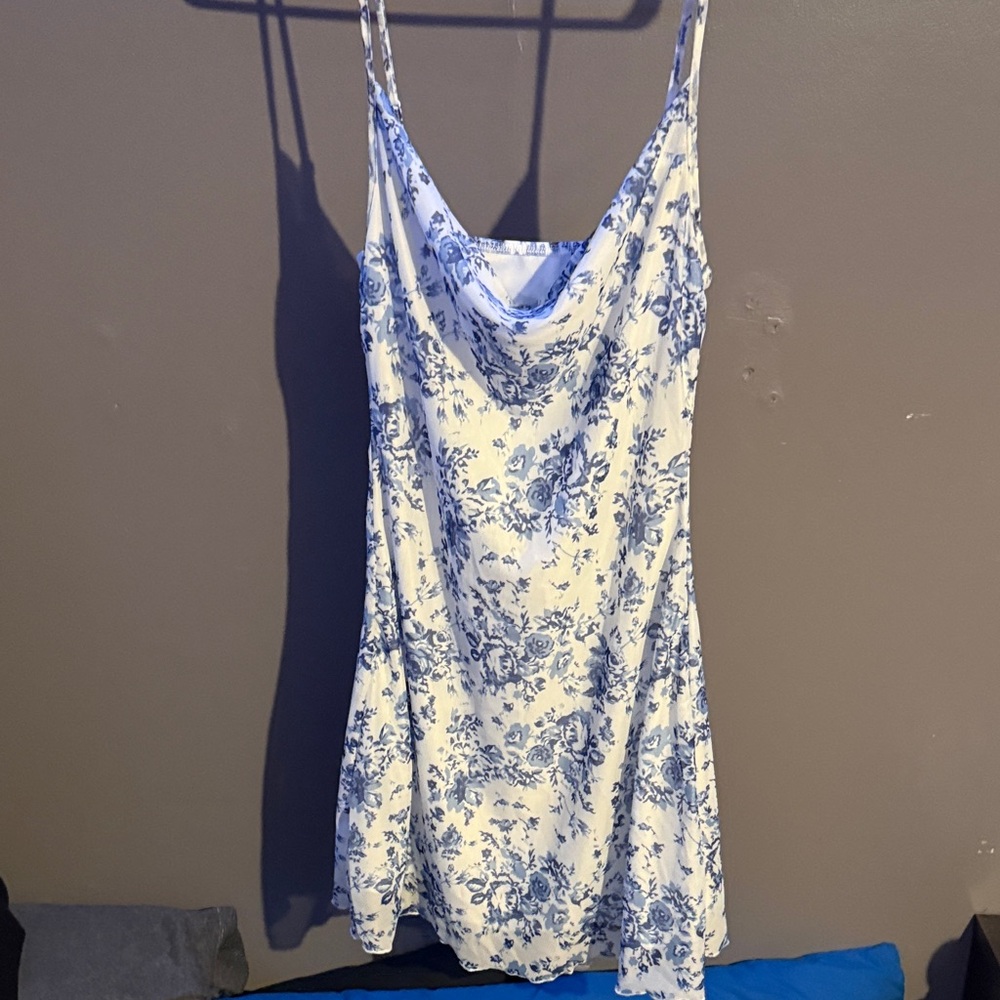 SHEIN Blue and White Floral Dress